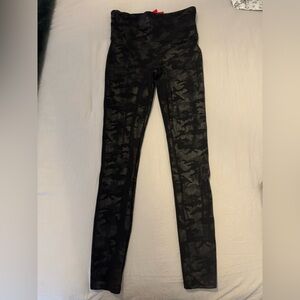 SPANX Black Camouflage Leggings - Faux Leather